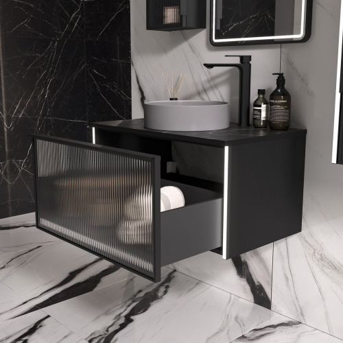 Тумба для ванны подвесная EQUIL Stoune 80.1Y дуб черный tpSTOUNE80.1Y-35 с раковиной 110AMDH