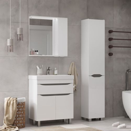 Шкаф зеркальный VOLNA Lake 70 zsLAKE70.R-01 Правый белый встроенная подсветка