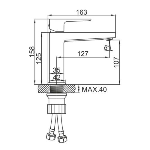 Смеситель для раковины LEDEME L1073B, черный