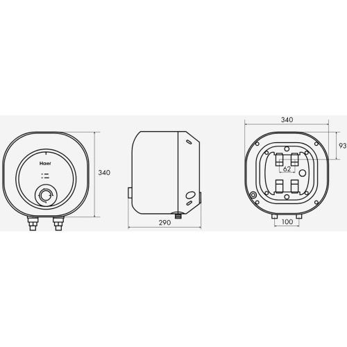 Водонагреватель электрический накопительный 10 л. Haier ES10V-MQ1 над мойкой