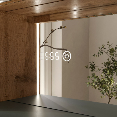 Шкаф зеркальный EQUIL Gleam 80.2D szGLEAM.LED.80.2D-34, зеленый камень/дуб вотан