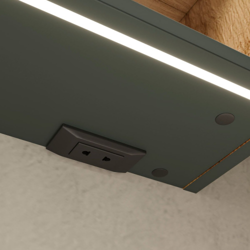Шкаф зеркальный EQUIL Gleam 80.2D szGLEAM.LED.80.2D-34, зеленый камень/дуб вотан