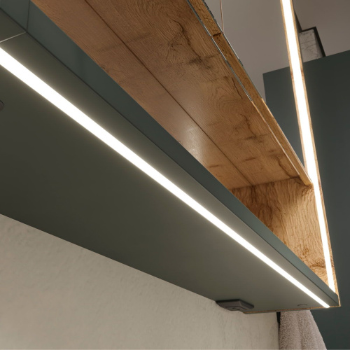 Шкаф зеркальный EQUIL Gleam 80.2D szGLEAM.LED.80.2D-34, зеленый камень/дуб вотан