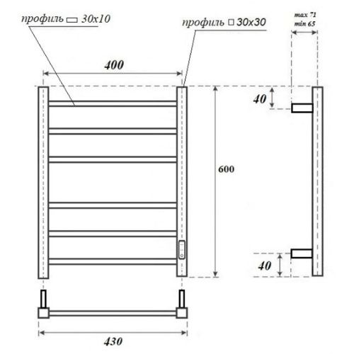 Полотенцесушитель электрический 85Вт APEXTERMO Терра TR00164WM 600x400 мм белый матовый