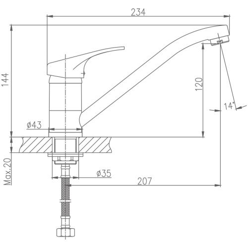 Смеситель для раковины Haiba HB4913 длинный излив, хром