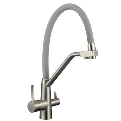 Смеситель для кухонной мойки Fmark FS0662-XL04 под фильтр питьевой воды, с гибким изливом, сатин