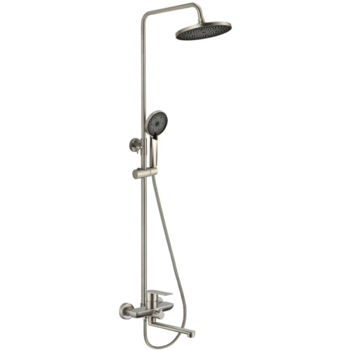 Душевая стойка Fmark FS8845-25 со смесителем, лейкой и тропическим душем, сатин