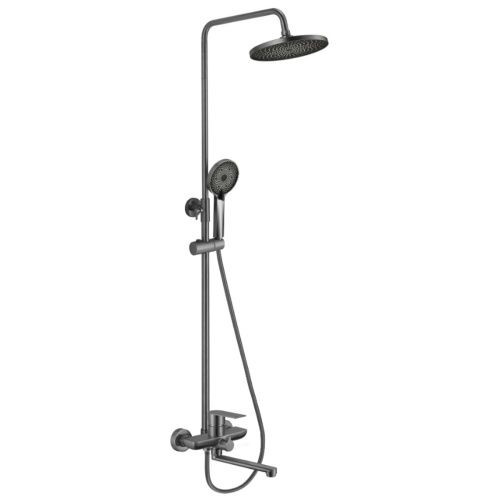 Душевая стойка Fmark FS8845-25Q со смесителем, лейкой и тропическим душем, графит (6)