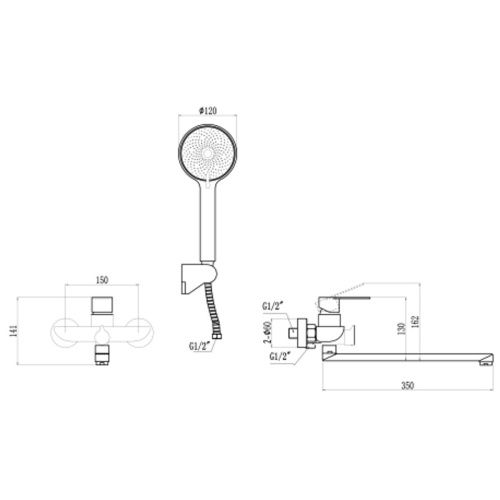 Смеситель для ванны Fmark FS8824C матовое золото (6)