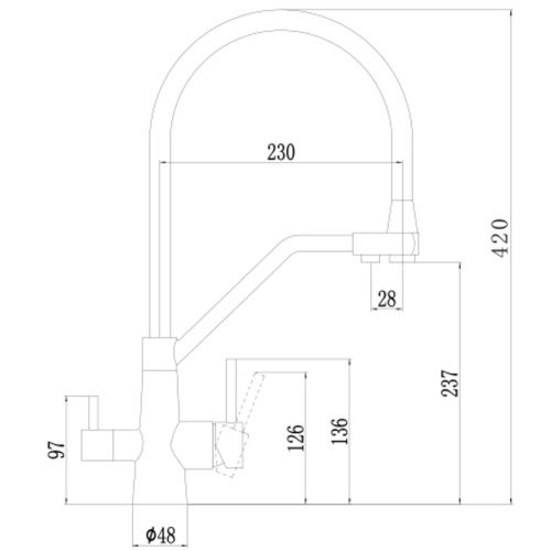 Смеситель для кухонной мойки Fmark FS0662-H04 под фильтр питьевой воды, с гибким изливом, черный под