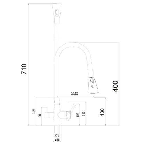 Смеситель для кухонной мойки Fmark FS1062-H12-3 под фильтр питьевой воды, черный, цвет излива бежевый