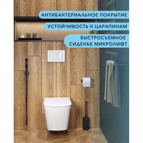 Унитаз подвесной безободковый торнадо Watersense Eva Vortex W00082 49х34х35 см микролифт, дюропласт