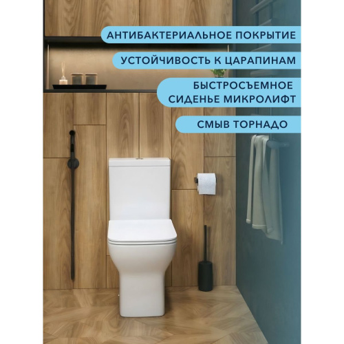 Унитаз напольный безободковый торнадо Watersense Aurora Vortex W00750 микролифт, дюропласт 74,5х35,5х63,5 см