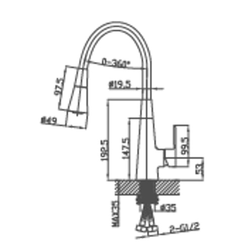 Смеситель для кухни TRIGOR KXC4-LW-FT-358, с гибким изливом, матовое золото