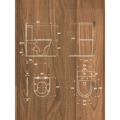 Унитаз напольный безободковый Watersense Belinda Pro W00119 микролифт, сидение ПП, 65х37,5х83см