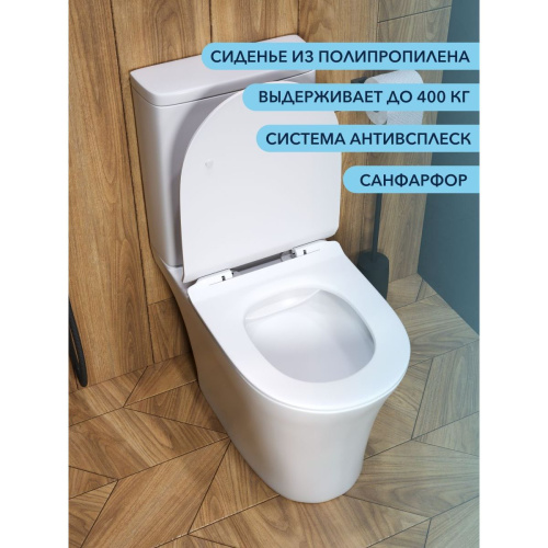Унитаз напольный безободковый Watersense Belinda Pro W00119 микролифт, сидение ПП, 65х37,5х83см