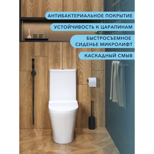 Унитаз напольный безободковый Watersense Belinda Pro W00119 микролифт, сидение ПП, 65х37,5х83см