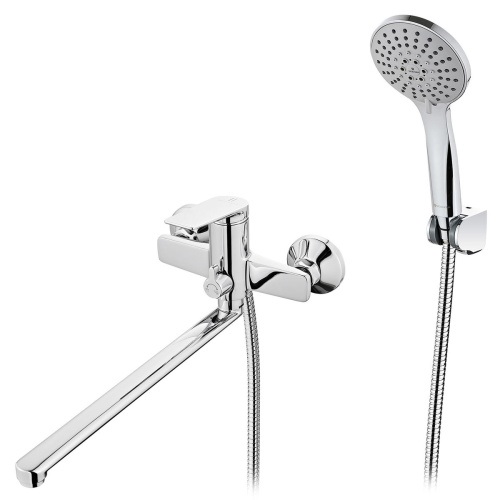 Смеситель для ванны GROSS AQUA Техно (Nero) 7595745C-35F с длинным изливом