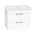 Тумба для ванной VAKO Ника 13565 Белая подвесная с раковиной COMO 80