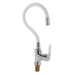 Смеситель для кухни Mak 4104 белый с гибким изливом