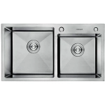 Мойка для кухни врезная GERHANS K37843-S хром из нержавеющей стали, 78*43 см 2 чаши с сифоном