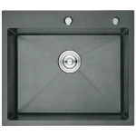 Мойка для кухни врезная GERHANS RK36050B графит из нержавеющей стали, 60*50 см с сифоном