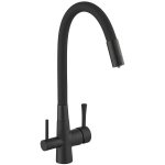 Смеситель для кухни Savol S-L1806H-01 с подключением к фильтру воды с гибким изливом черный