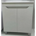 Тумба напольная GS Амали 80 с дв, ЛДСП 16мм белый влаг, ПВХ белый глянец с раковиной Milen 80 11968