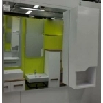 Шкаф с зеркалом GS Амали 90 900х166х700 правый, ЛДСП 16мм белый влаг. ПВХ белый глянец 12010