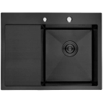 Мойка для кухни врезная GERHANS RK35848B-R графит из нержавеющей стали, 58х48 см правая с сифоном