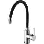Смеситель для кухни Ammore A5506-1 с силиконовым изливом чёрный/хром