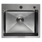 Мойка для кухни врезная GERHANS K36050BD графит из нержавеющей стали, 60х50 см с сифоном