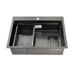 Мойка для кухни врезная FABIA PROFI 65503G(B) графит из нержавеющей стали, 65*50 см с сифоном, коландером