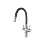 Смеситель для кухни Shevanik S568B гибкий излив, с подключением фильтра питьевой воды, черный/хром