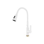 Смеситель для кухни Shevanik S843C-1 с гибким изливом, с лейкой, белый