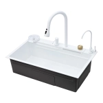 Мойка для кухни многофункциональная Savol S-SC003W белая из нержавеющей стали, 75*46 см без LED-дисплея