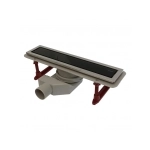 Желоб водоотводящий 500х70 мм TIM ZSt.1131.5002 Evolux Glass, с двухсторонней решеткой, черное глянцевое стекло, вращения 360° (1/4)