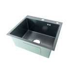 Мойка для кухни врезная Fmark FSC5045Q графит из нержавеющей стали, 50*45 см с сифоном