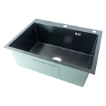 Мойка для кухни врезная Fmark FSC6045Q графит из нержавеющей стали, 60*50 см с сифоном