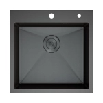 Мойка для кухни врезная D&K DKS505006 графит из нержавеющей стали, 50*50 см с сифоном, коландером, дозатором