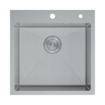Мойка для кухни врезная D&K DKS505004 сатин из нержавеющей стали, 50*50 см с сифоном, коландером, дозатором
