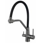 Смеситель для кухонной мойки Fmark FS0662-Q01 под фильтр питьевой воды, графит, с гибким изливом черный