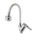 Смеситель для кухни D-Lin D150303-3T с гибким силиконовым изливом белый/хром