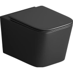 Унитаз подвесной Grossman GR-4404BMSQ торнадо, безободковый, сиденье микролифт, черный, матовый, 485х340х290 мм