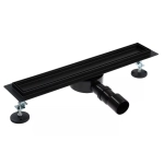 Желоб водоотводящий 500х70 мм TIM BAD555002BK с решеткой под плитку, слив 360°С, черный матовый(1/4)