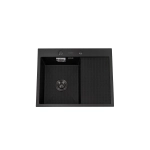Мойка для кухни врезная Diadonna DS6350BL-L черная из нержавеющей стали, 63*50 см левая с сифоном