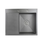 Мойка для кухни врезная Diadonna DS6350BL-R черная из нержавеющей стали, 63*50 см правая с сифоном