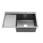 Мойка для кухни врезная Fmark FSC6550L-R, сатин из нержавеющей стали, 65*50 см правая с сифоном