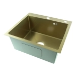 Мойка для кухни врезная Fmark FSC5050C матовое золото из нержавеющей стали, 50*50 см с сифоном