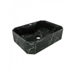 Раковина накладная Watersense Paula 50 W00755 500х370х135 мм с полочкой под смеситель, черный мрамор